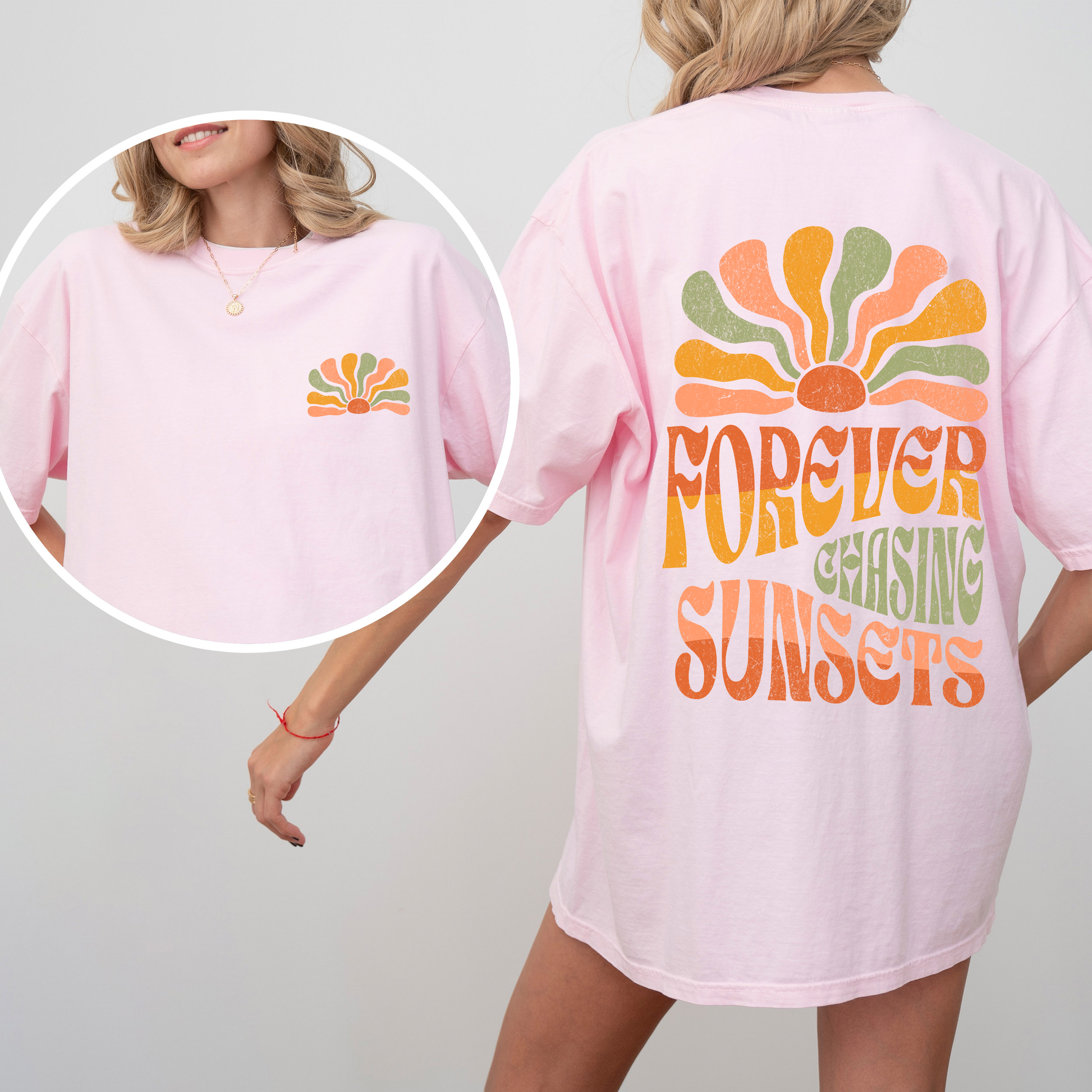 Forever Chasing Sunsets - Comfort Colors T-Shirt – Blossom Light Pink T-Shirt