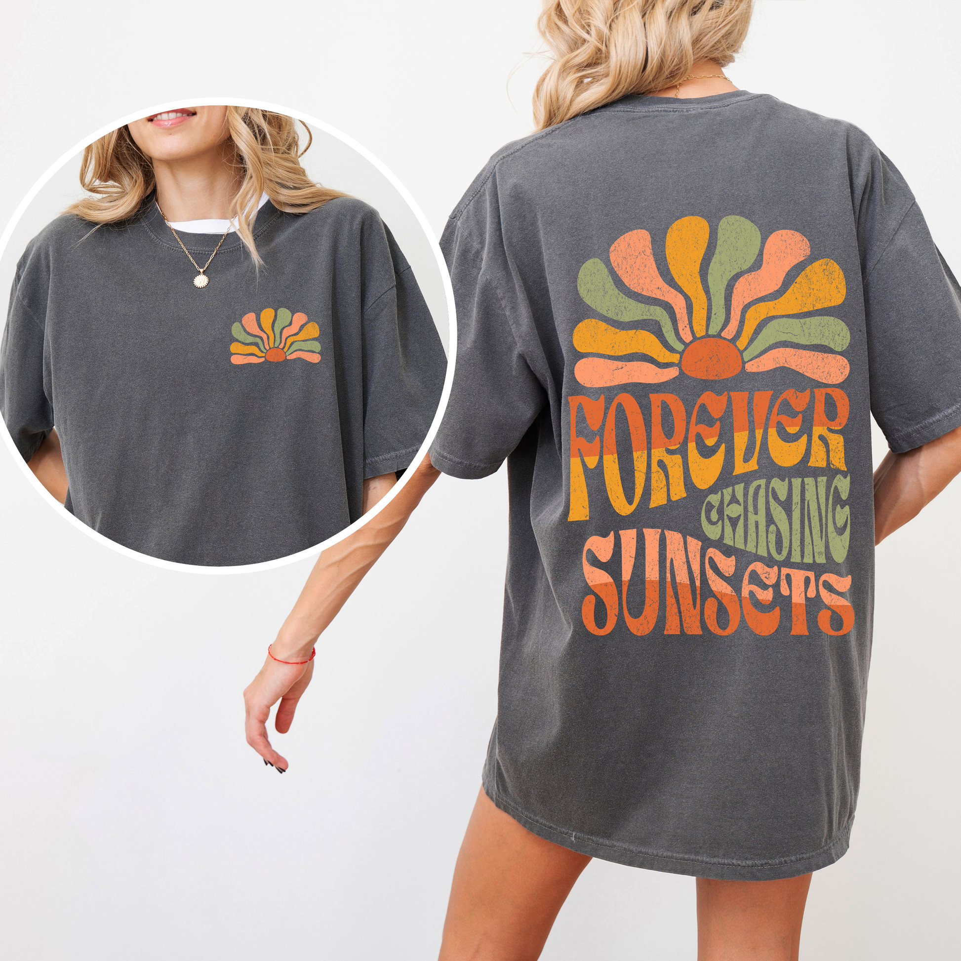 Forever Chasing Sunsets - Comfort Colors T-Shirt – Pepper Dark Gray T-Shirt