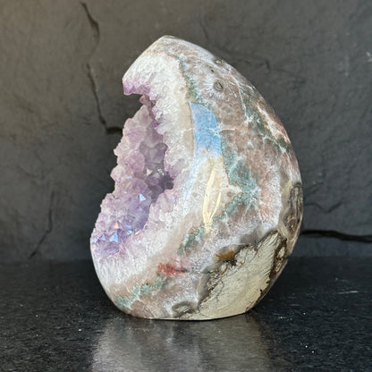 Quartz, Amethyst & Agate Oval – 7.5 lb Fully Polished Crystal