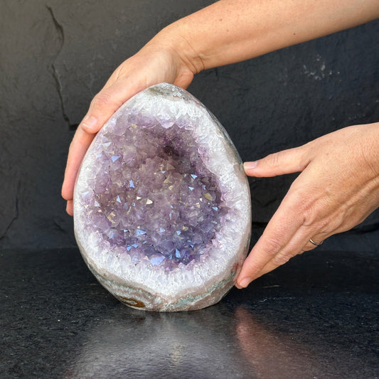 Quartz, Amethyst & Agate Oval – 7.5 lb Fully Polished Crystal