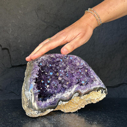 Amethyst Centerpiece Cave Geode with Agate Formations