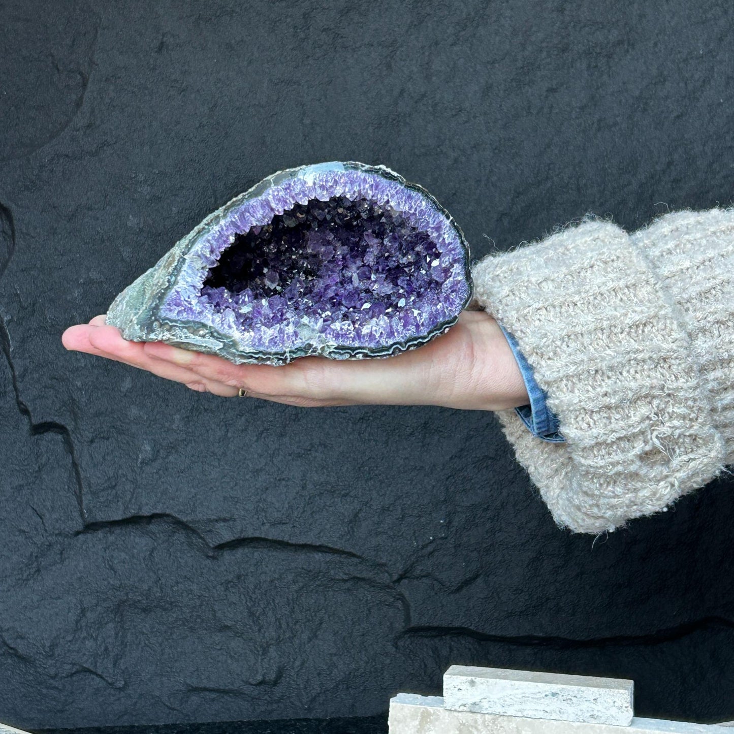 Large Deep Purple Amethyst Geode – Natural Crystal Statement Piece