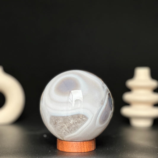 Agate and White Amethyst sphere 2.7 lbs! (base included)