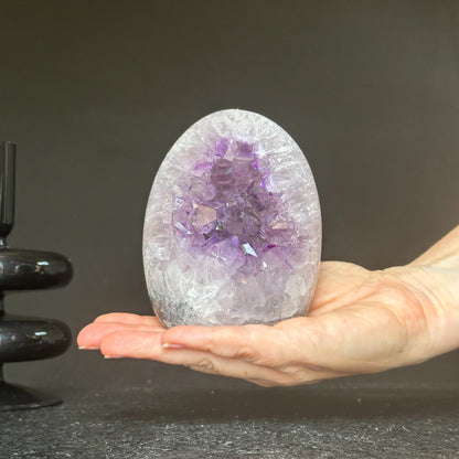 Superb Amethyst with Agate and Quartz formations, 5 in tall Extra Large Amethyst Cave