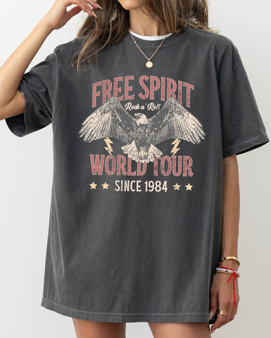 Free Spirit, World Tour, 1980s - Comfort Colors T-Shirt – Pepper Dark Gray T-Shirt