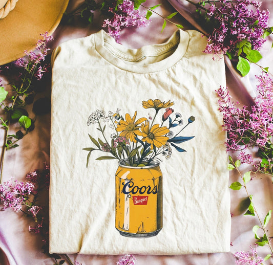 Flowers with beer can - Tshirt –