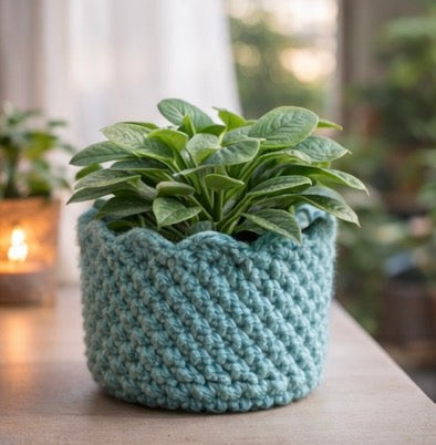 Plant Cozy Sweater™ – Hand-Crocheted Pot Cover for Indoor Plants