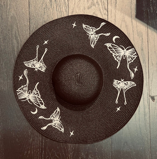 Floppy Sun Hat - XL Brim - Luna Moths