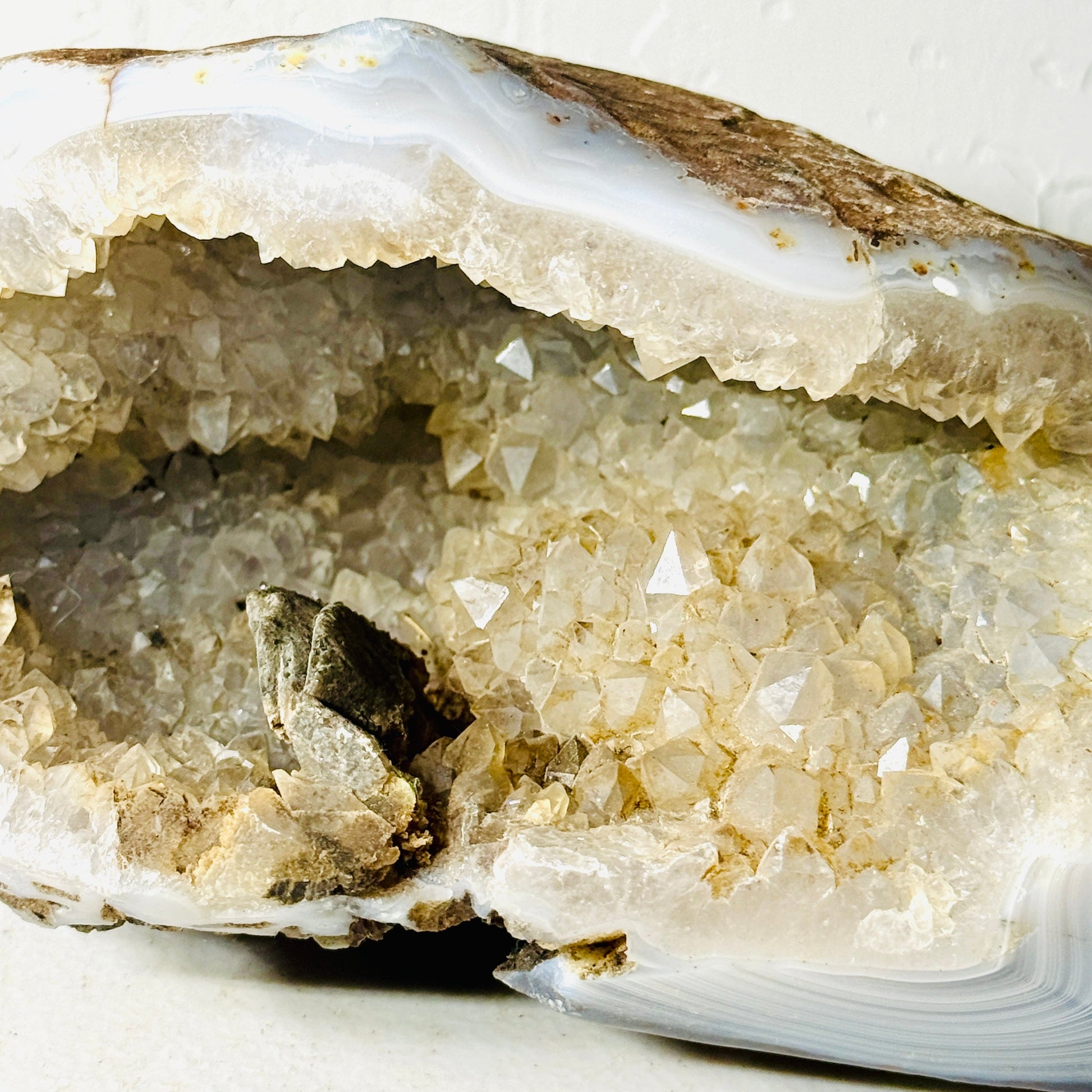 White Agate Geode with Quartz Druzy – 3.1 lbs –