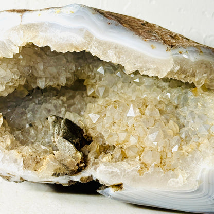 White Agate Geode with Quartz Druzy – 3.1 lbs –