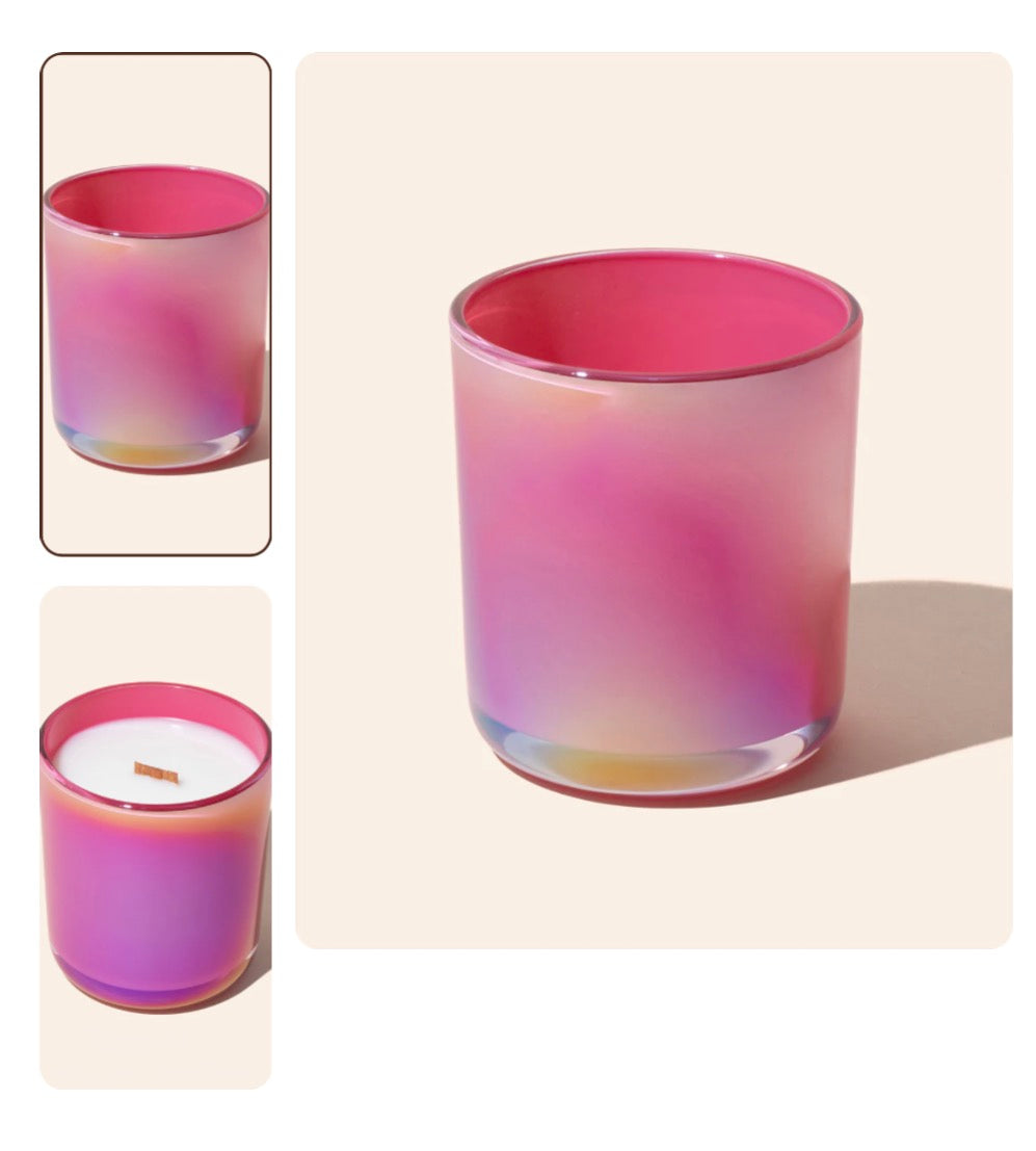 Karma Beeswax Candle 12oz - Eucalyptus Sea Salt – Iridescent Pink non toxic candle