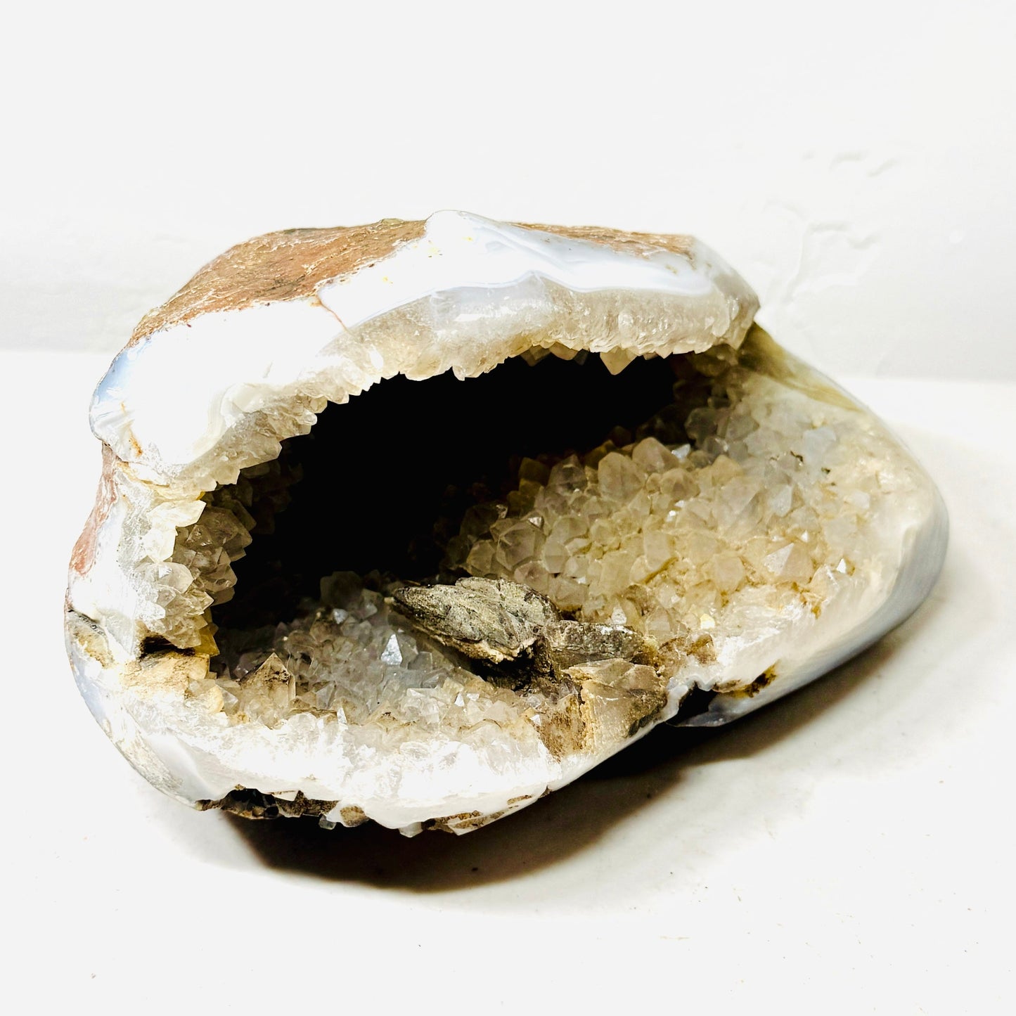 White Agate Geode with Quartz Druzy – 3.1 lbs –