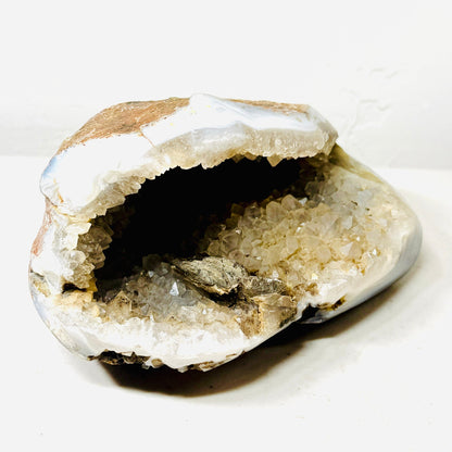 White Agate Geode with Quartz Druzy – 3.1 lbs –