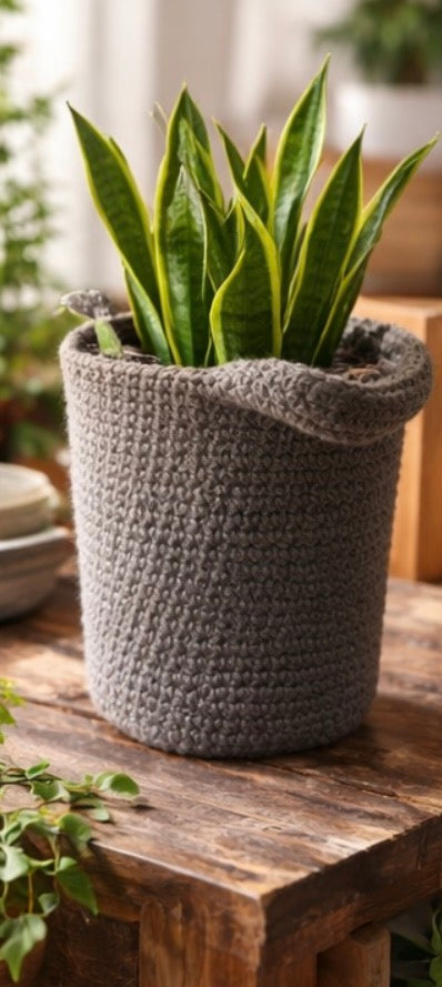 Hand-Crocheted Plant Pot Sweater –