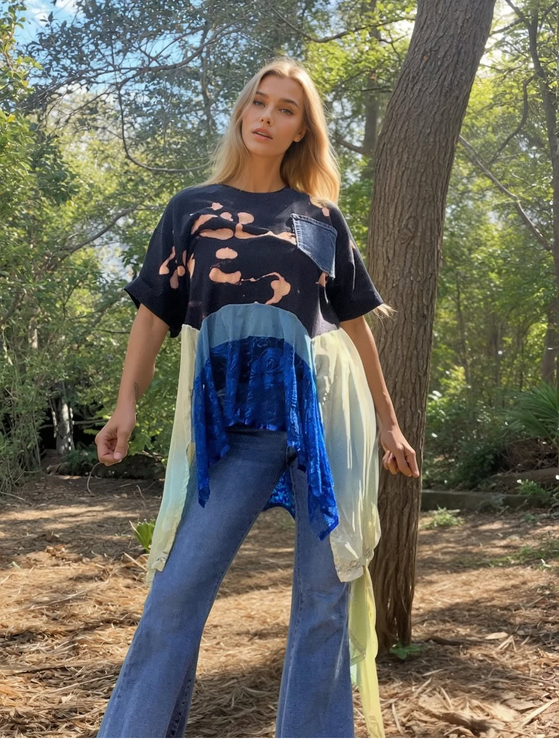 Bleach T-Shirt with Flare – Upcycled