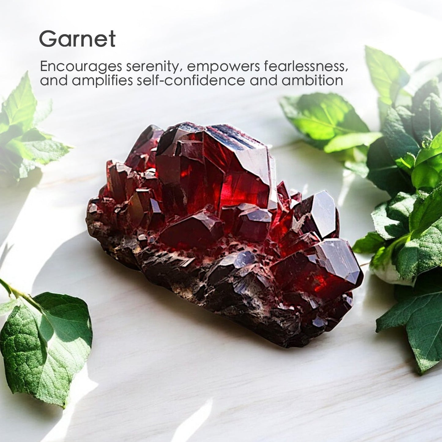 Eucalyptus Mint Crystal Candle with Garnet | Coconut-Soy Wax Candle, 9oz – Crystal Candle