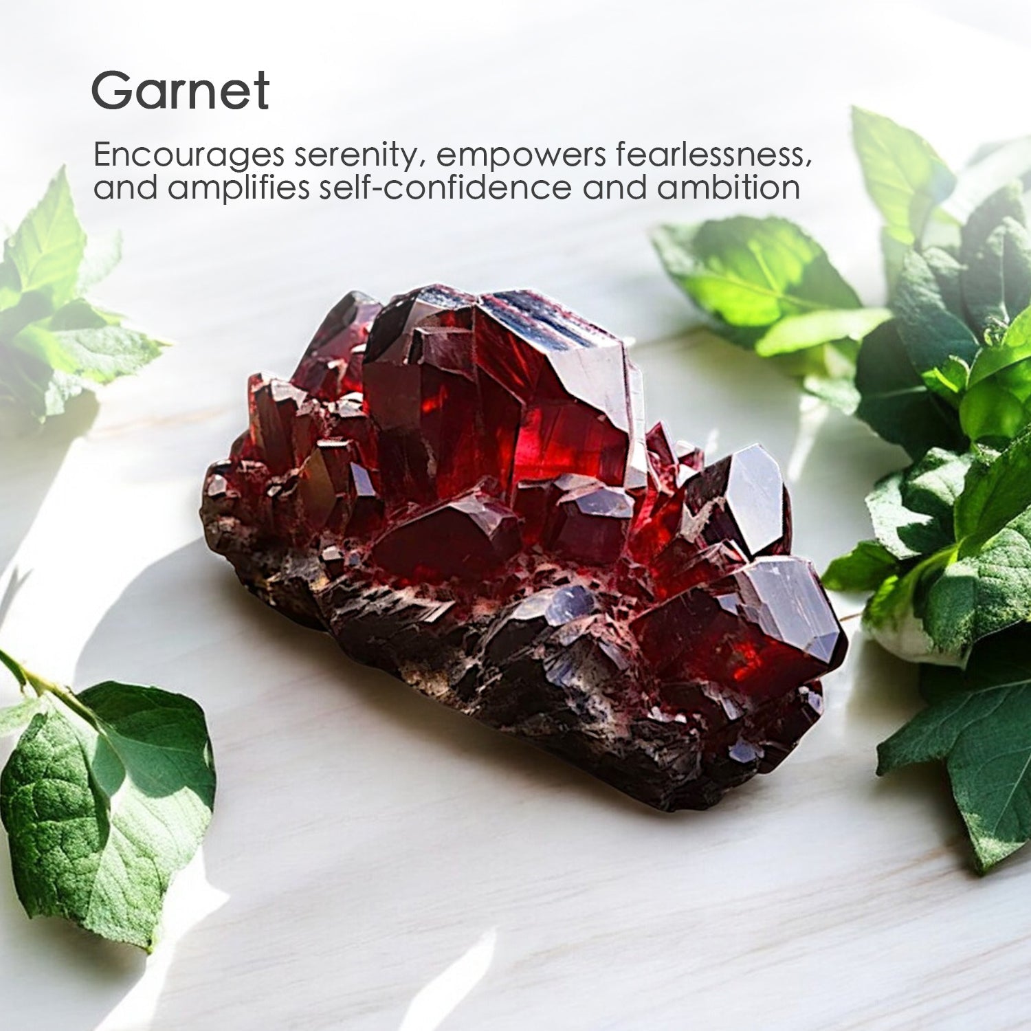 Eucalyptus Mint Crystal Candle with Garnet | Coconut-Soy Wax Candle, 9oz – Crystal Candle