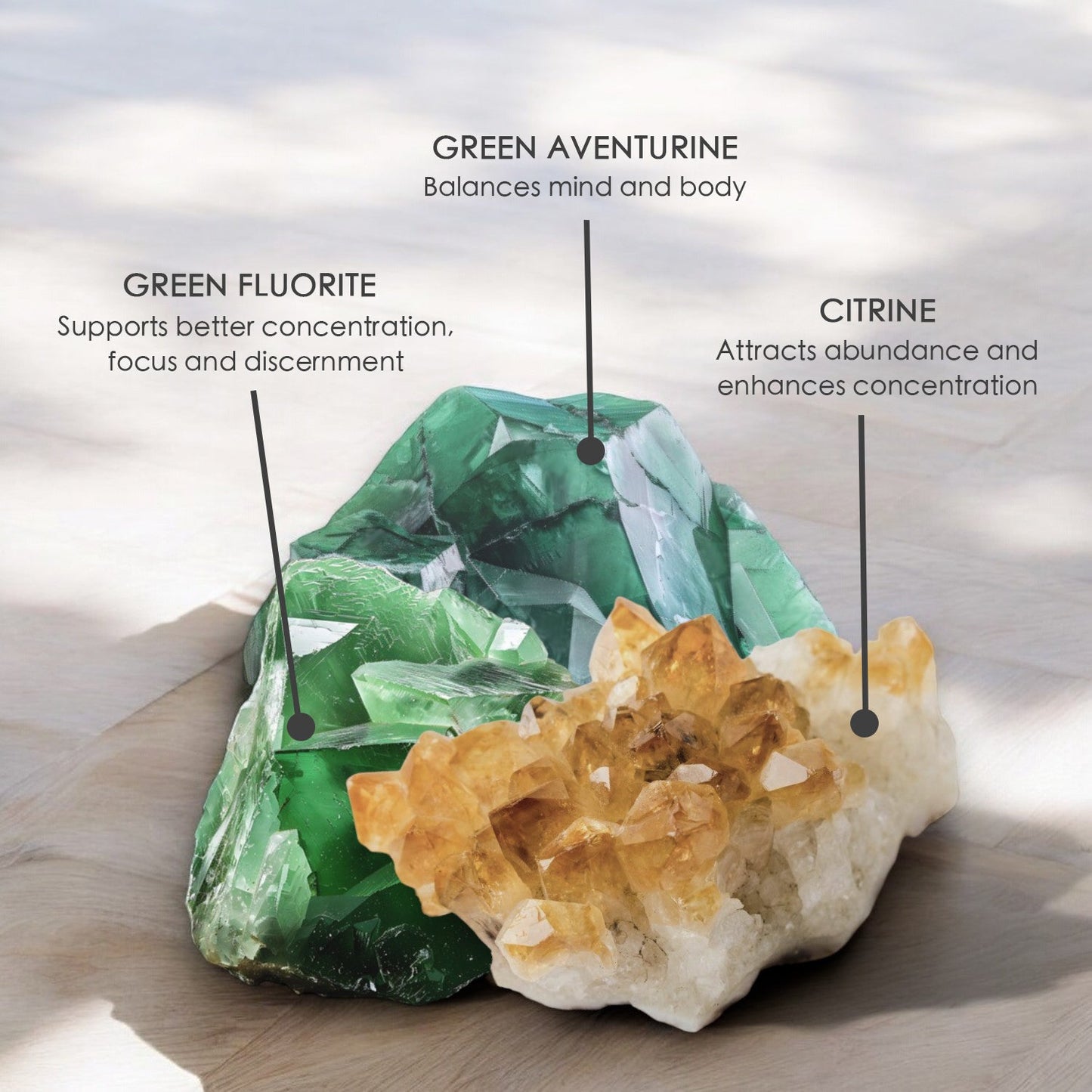 Midnight Tides Crystal Candle with Fluorite, Citrine, & Green Aventurine | Coconut-Soy Wax Candle, 9oz