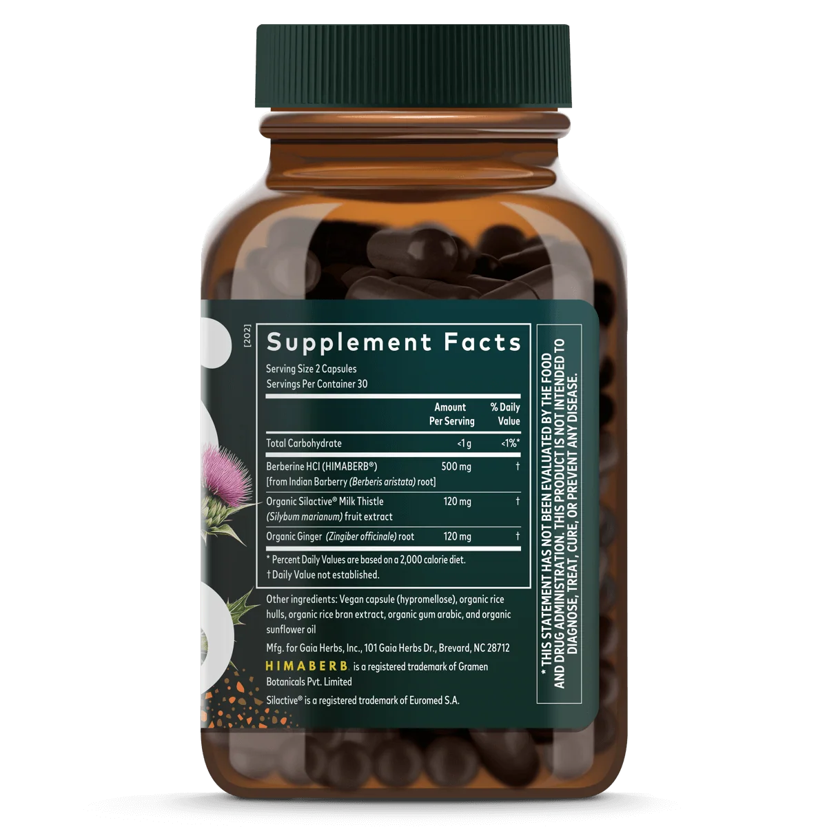 Gaia Herbs Berberine & Milk Thistle – 60 Capsules
