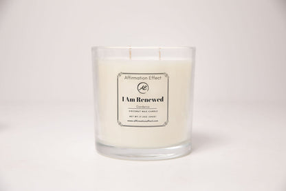 Gardenia Affirmation Candle - I Am Renewed - 17.5 oz Coconut Wax – Candles