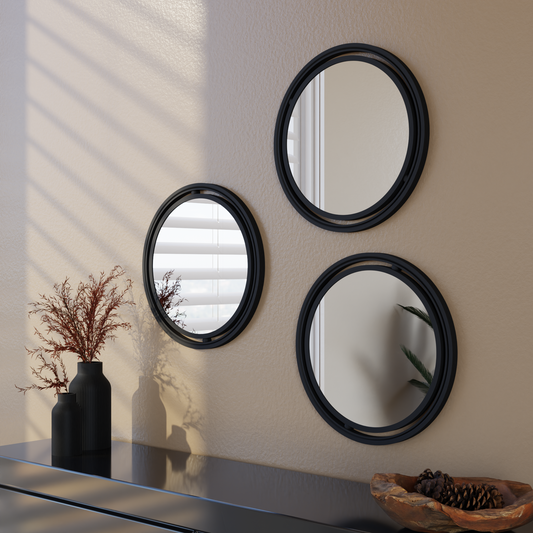 SET OF 3 GLOBE Mirror – Midnight Black Mirror