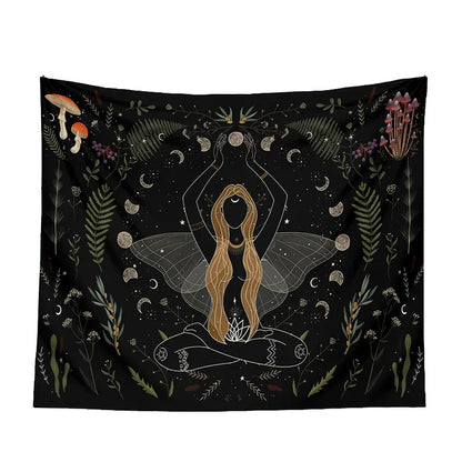 Moon Phase Black Tapestry