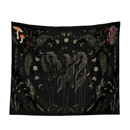 Moon Phase Black Tapestry