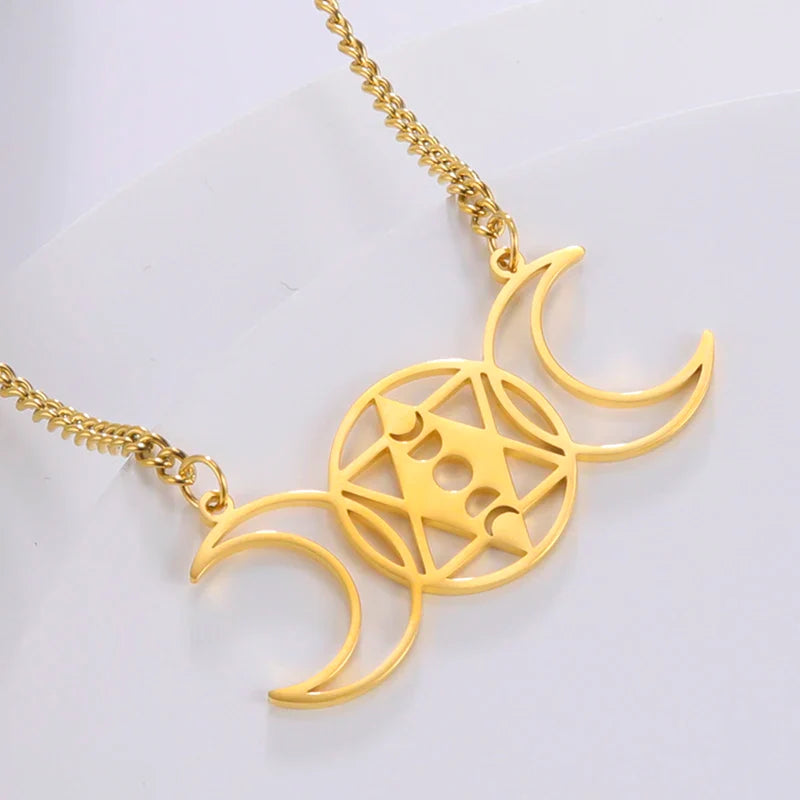 Pentacle Symbols Necklace – C - Gold necklace