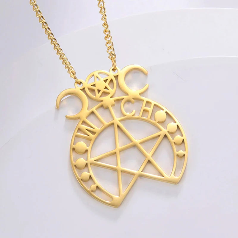 Pentacle Symbols Necklace – D - Gold necklace