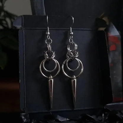 Gothic Chainmail Spike Earrings