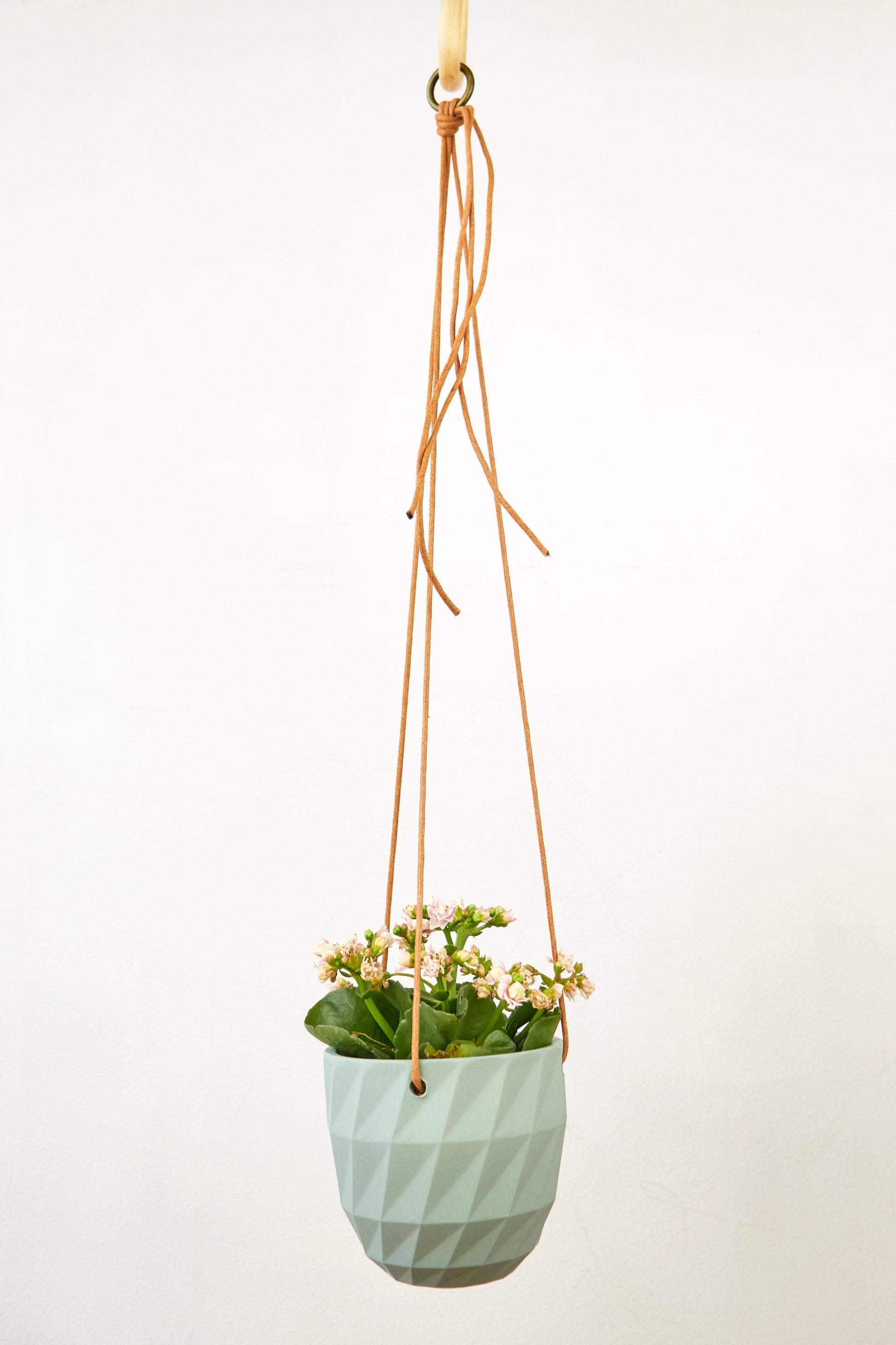 hanging geometric planter Virago Modern Hanging Planter- Grid White