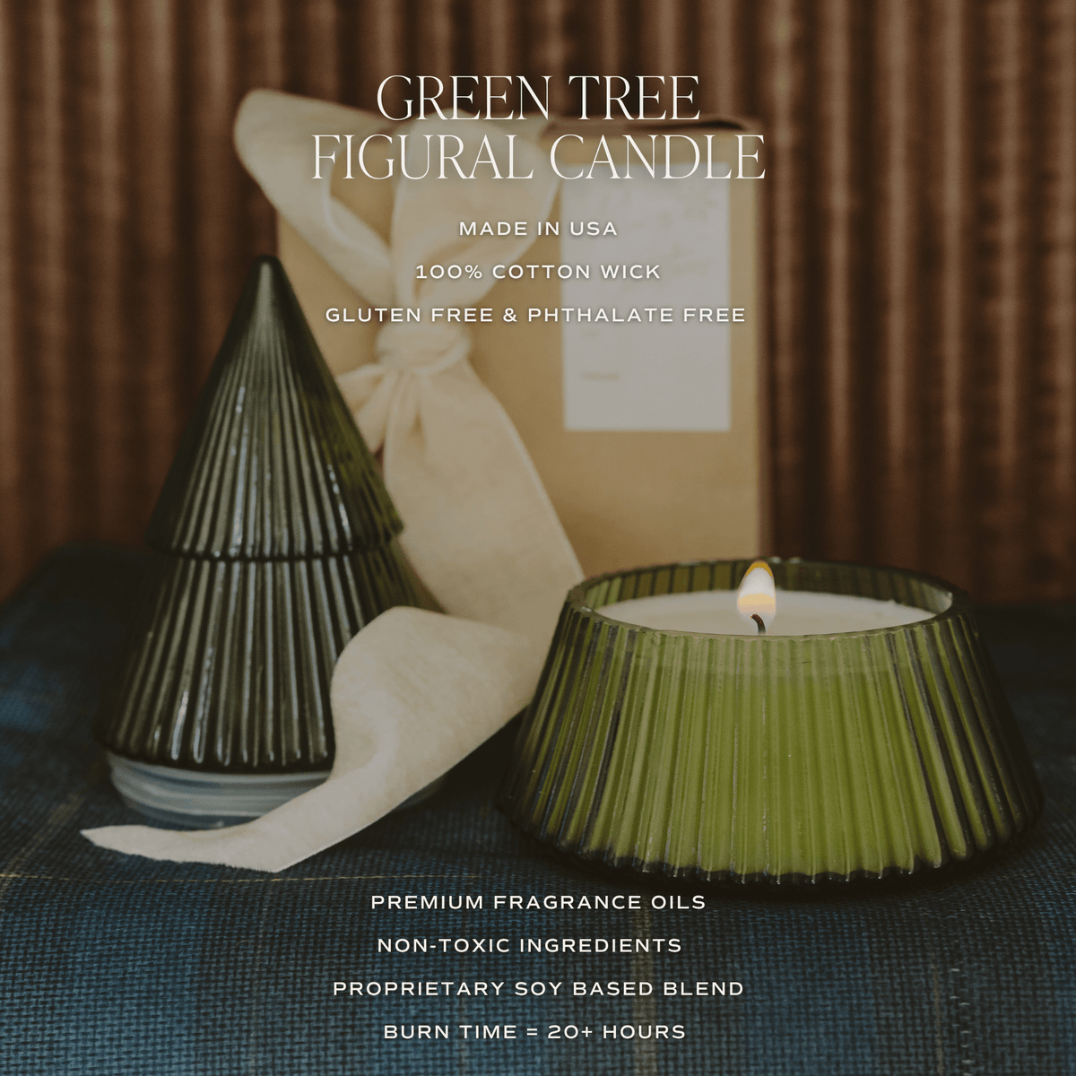 Fraser Fir Soy Candle in Green Glass Christmas Tree Jar, 8.5 oz