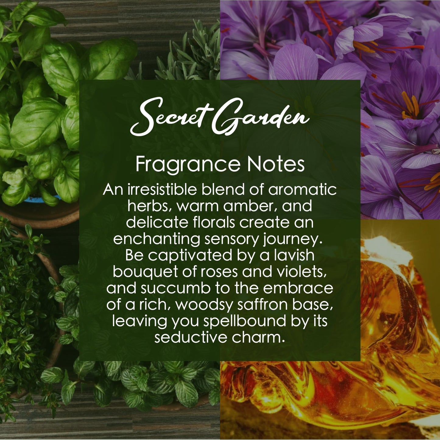 Secret Garden Crystal Candle with Green Aventurine | Coconut-Soy Wax Candle, 9oz