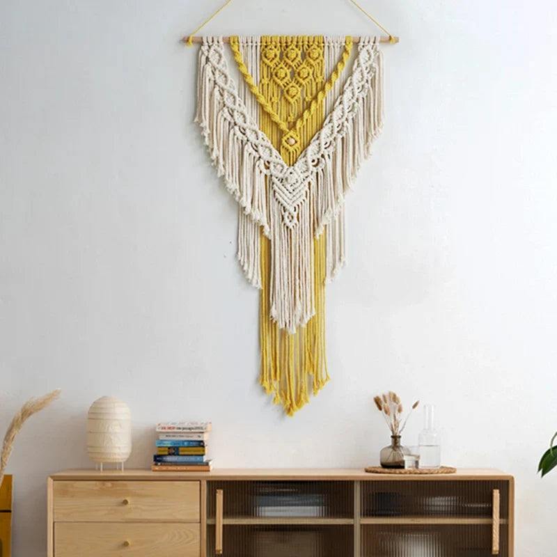 Nordic Macrame Wall Hanging Handmade Tapestry Boho Decor Tassel Living Room Wall Hanging Decoration