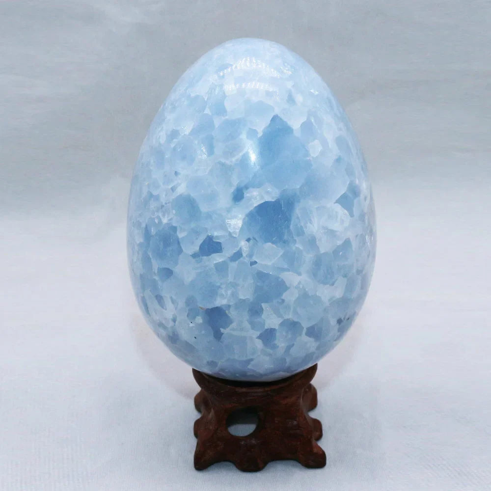 Blue Celestite Crystal Egg, with stand – Crystals