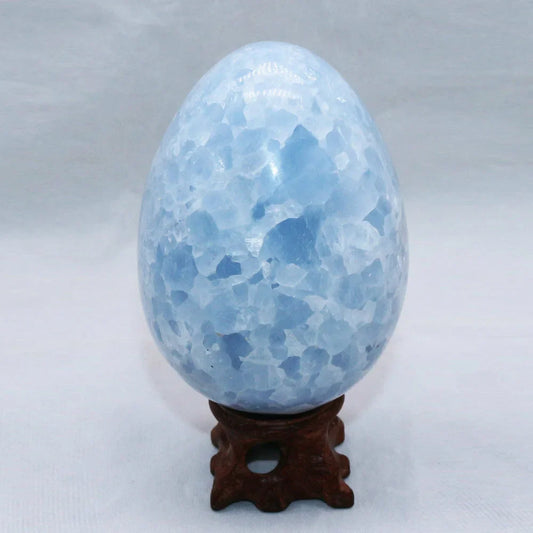 Blue Celestite Crystal Egg, with stand – Crystals