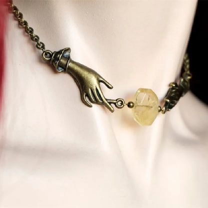 Witchy Chain Hand Crystal Necklace