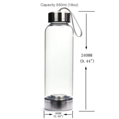 Crystal Infused Glass Water Bottle – 550ml