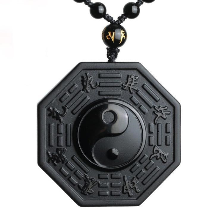 Black Obsidian Yin Yang Necklace Pendant – Default Title Necklaces