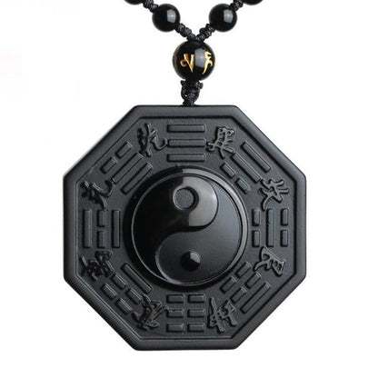 Black Obsidian Yin Yang Necklace Pendant – Default Title Necklaces