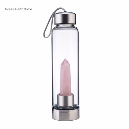 Crystal Infused Glass Water Bottle – 550ml