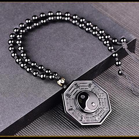 Black Obsidian Yin Yang Necklace Pendant – Necklaces