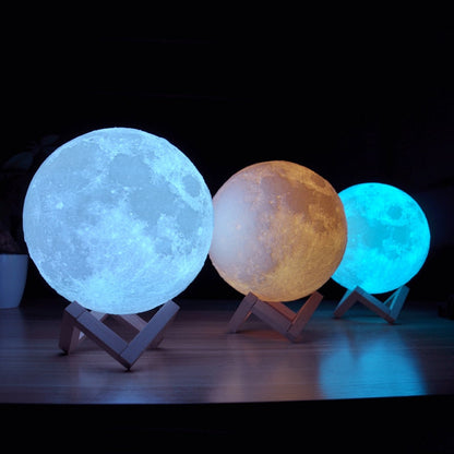 3D Moon Lamp with Wooden Base | 16 Colors & Rechargeable