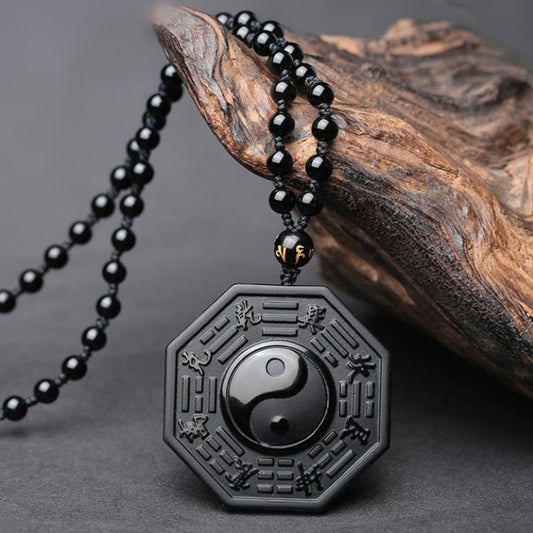 Black Obsidian Yin Yang Necklace Pendant – Necklaces