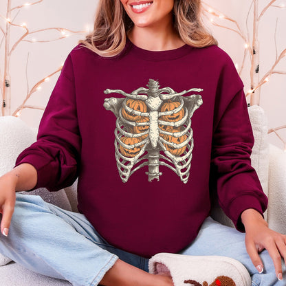 Halloween Skeleton, Pumpkins, Anatomy, Spooky Sweatshirt