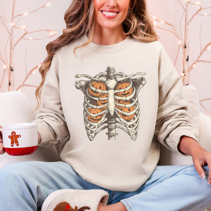 Halloween Skeleton, Pumpkins, Anatomy, Spooky Sweatshirt
