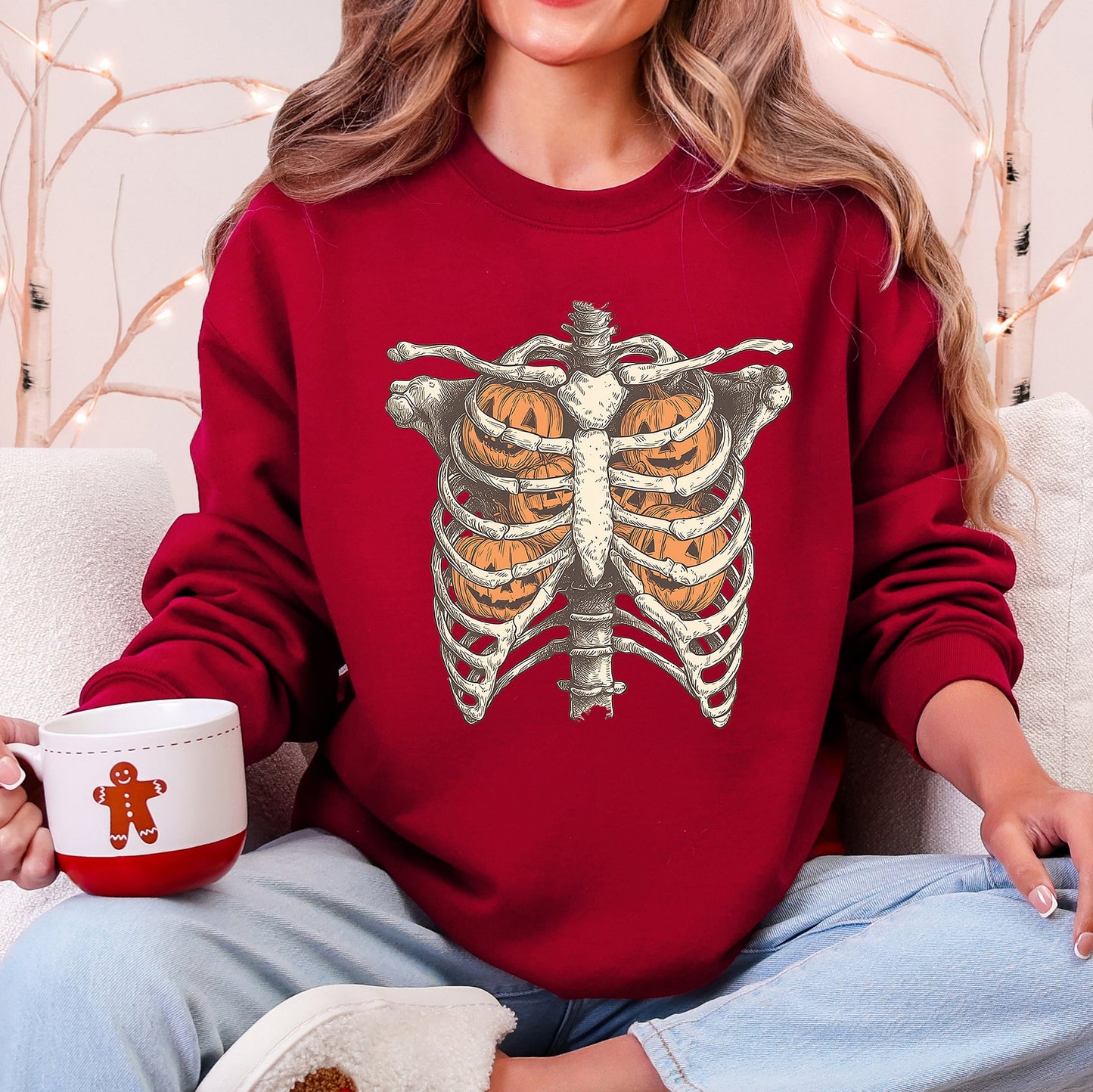 Halloween Skeleton, Pumpkins, Anatomy, Spooky Sweatshirt