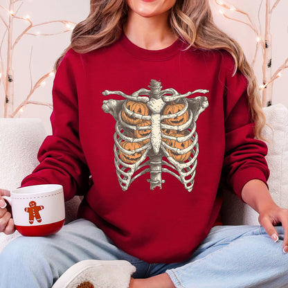 Halloween Skeleton, Pumpkins, Anatomy, Spooky Sweatshirt