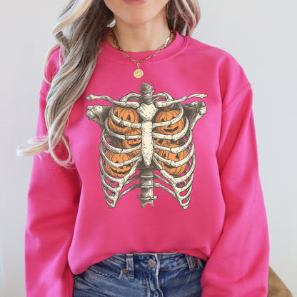 Halloween Skeleton, Pumpkins, Anatomy, Spooky Sweatshirt
