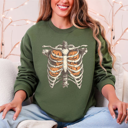 Halloween Skeleton, Pumpkins, Anatomy, Spooky Sweatshirt